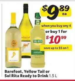 Winn Dixie Barefoot, Yellow Tail or Sol Rita Ready To Drink offer
