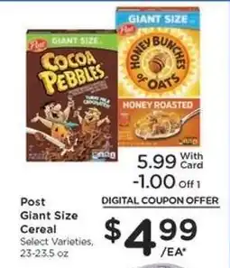 Kroger Post Giant Size Cereal offer