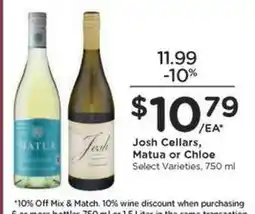Kroger Josh Cellars, Matua or Chloe offer