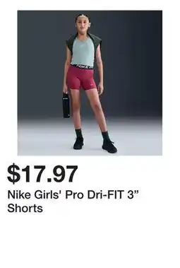Dick's Sporting Goods Nike Girls' Pro Dri-FIT 3 Shorts offer