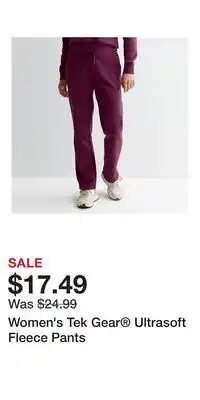 Kohl's Women's Tek Gear Ultrasoft Fleece Pants offer