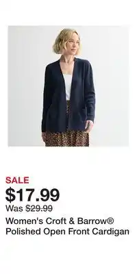 Kohl's Women's Croft & Barrow Polished Open Front Cardigan offer