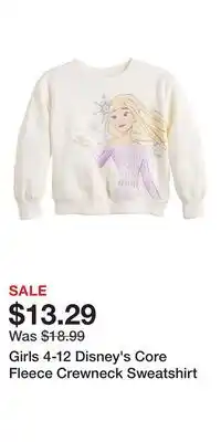 Kohl's Girls 4-12 Disney's Core Fleece Crewneck Sweatshirt offer