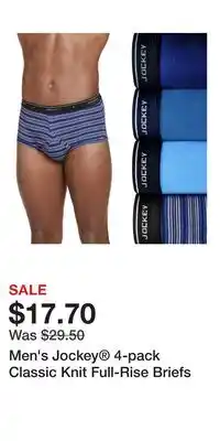 Kohl's Men's Jockey 4-pack Classic Knit Full-Rise Briefs offer