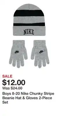 Kohl's Boys 8-20 Nike Chunky Stripe Beanie Hat & Gloves 2-Piece Set offer