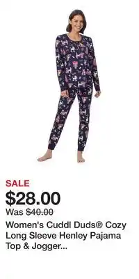 Kohl's Women's Cuddl Duds Cozy Long Sleeve Henley Pajama Top & Jogger Pajama Pants Set offer