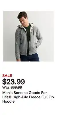 Kohl's Men's Sonoma Goods For Life High-Pile Fleece Full Zip Hoodie offer