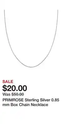 Kohl's PRIMROSE Sterling Silver 0.85 mm Box Chain Necklace offer