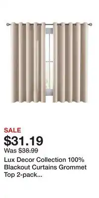 Kohl's Lux Decor Collection 100% Blackout Curtains Grommet Top 2-pack Solid Double Panel Window Curtain offer