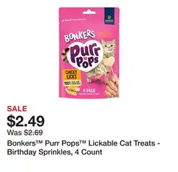 Petsmart Bonkers Purr Pops Lickable Cat Treats - Birthday Sprinkles, 4 Count offer