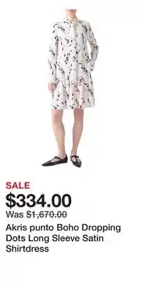 Nordstrom Akris punto Boho Dropping Dots Long Sleeve Satin Shirtdress offer