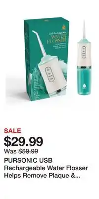 Nordstrom PURSONIC USB Rechargeable Water Flosser Helps Remove Plaque & Dilute Harmful Toxins offer
