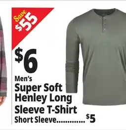 Ocean State Job Lot Men's Super Soft Henley Long Sleeve T-Shirt offer