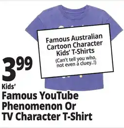 Ocean State Job Lot Kids' Famous YouTube Phenomenon Or TV Character T-Shirt offer