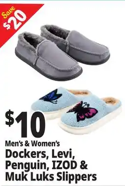 Ocean State Job Lot Men's & Women's Dockers, Levi, Penguin, IZOD & Muk Luks Slippers offer