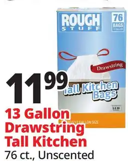 Ocean State Job Lot Rough Stuff 13 Gal Tall Kitchen Trash Bags with Drawstring 76 Count offer