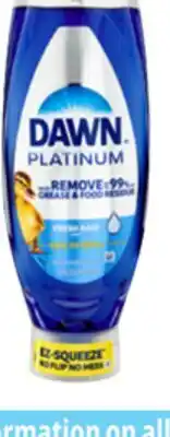 Ocean State Job Lot Dawn Platinum EZ-Squeeze Liquid Dish Detergent 24.3 oz offer