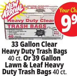 Ocean State Job Lot 33 Gallon Clear Heavy Duty Trash Bags 40 count 39 Gallon Lawn & Leaf Heavy Duty Trash Bags 40 count offer