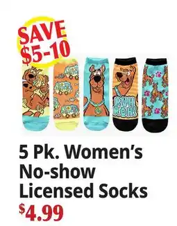 Ocean State Job Lot 5 Pk. Women's No-show Licensed Socks offer
