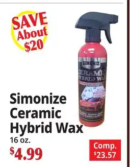 Ocean State Job Lot Simonize Ceramic Hybrid Wax offer