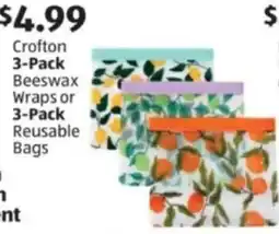 Aldi Crofton beeswax wraps or reusable bags offer