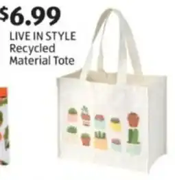 Aldi Live in style recycled material tote offer