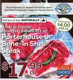 DeCicco & Sons Porterhouse or Bone-In Shell Steak offer