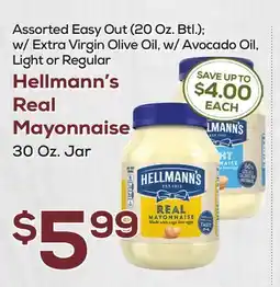 DeCicco & Sons Hellmann's Real Mayonnaise 30 Oz. Jar offer