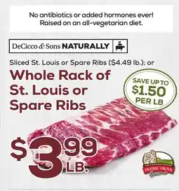 DeCicco & Sons Whole Rack of St. Louis or Spare Ribs offer
