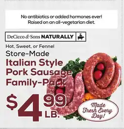 DeCicco & Sons Italian Style Pork Sausage Family-Pack offer