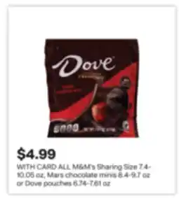 CVS ALL M&M's Sharing Size 7.4-10.05 oz, Mars chocolate minis 8.4-9.7 oz or Dove pouches 6.74-7.61 oz offer