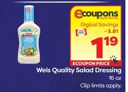 Weis Markets Weis Quality Salad Dressing offer