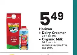 ACME Horizon Dairy Creamer 24 fl oz. ctn. Organic Milk 64 fl. oz. ctn offer
