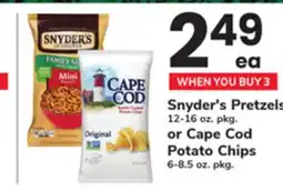 ACME Snyder's Pretzels 12-16 oz. pkg. or Cape Cod Potato Chips 6-8.5 oz. pkg offer