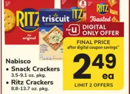 ACME Nabisco Snack Crackers 3.5-9.1 oz. pkg. Ritz Crackers 8.8-13.7 oz. pkg offer