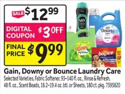 Stop&Shop Gain, Downy or Bounce Laundry Care offer