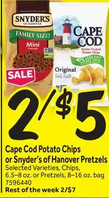 Stop&Shop Cape Cod Potato Chips or Snyder's of Hanover Pretzels offer