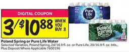 Stop&Shop Poland Spring or Pure Life Water offer