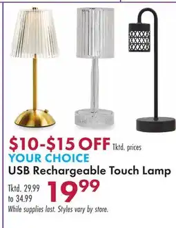 Boscov's YOUR CHOICE USB Rechargeable Touch Lamp offer