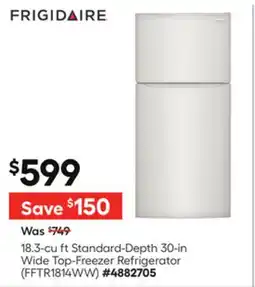 Lowe's 18.3-cu ft Standard-Depth 30-in Wide Top-Freezer Refrigerator offer