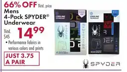 Boscov's Mens 4-Pack SPYDER Underwear offer
