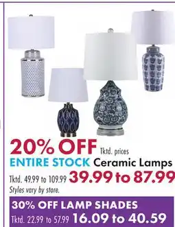 Boscov's Ceramic Lamps offer