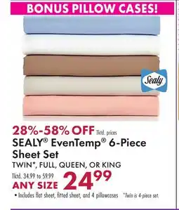 Boscov's SEALY EvenTemp 6-Piece Sheet Set offer