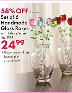 Boscov's Set of 6 Handmade Glass Roses offer