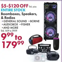 Boscov's ENTIRE STOCK Boomboxes, Speakers, & Radios offer