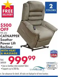 Boscov's CATNAPPER Soother Power Lift Recliner offer