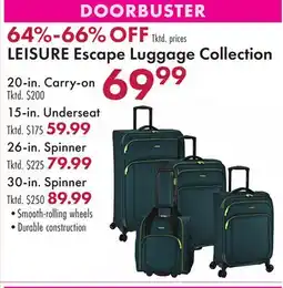 Boscov's LEISURE Escape Luggage Collection offer