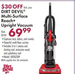 Boscov's DIRT DEVIL Multi-Surface Reach + Upright Vacuum offer