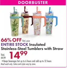 Boscov's ENTIRE STOCK Insulated Stainless-Steel Tumblers with Straw offer