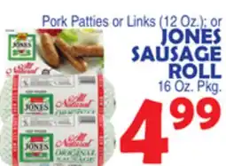 Bravo Supermarkets JONES SAUSAGE ROLL 16 Oz. Pkg offer